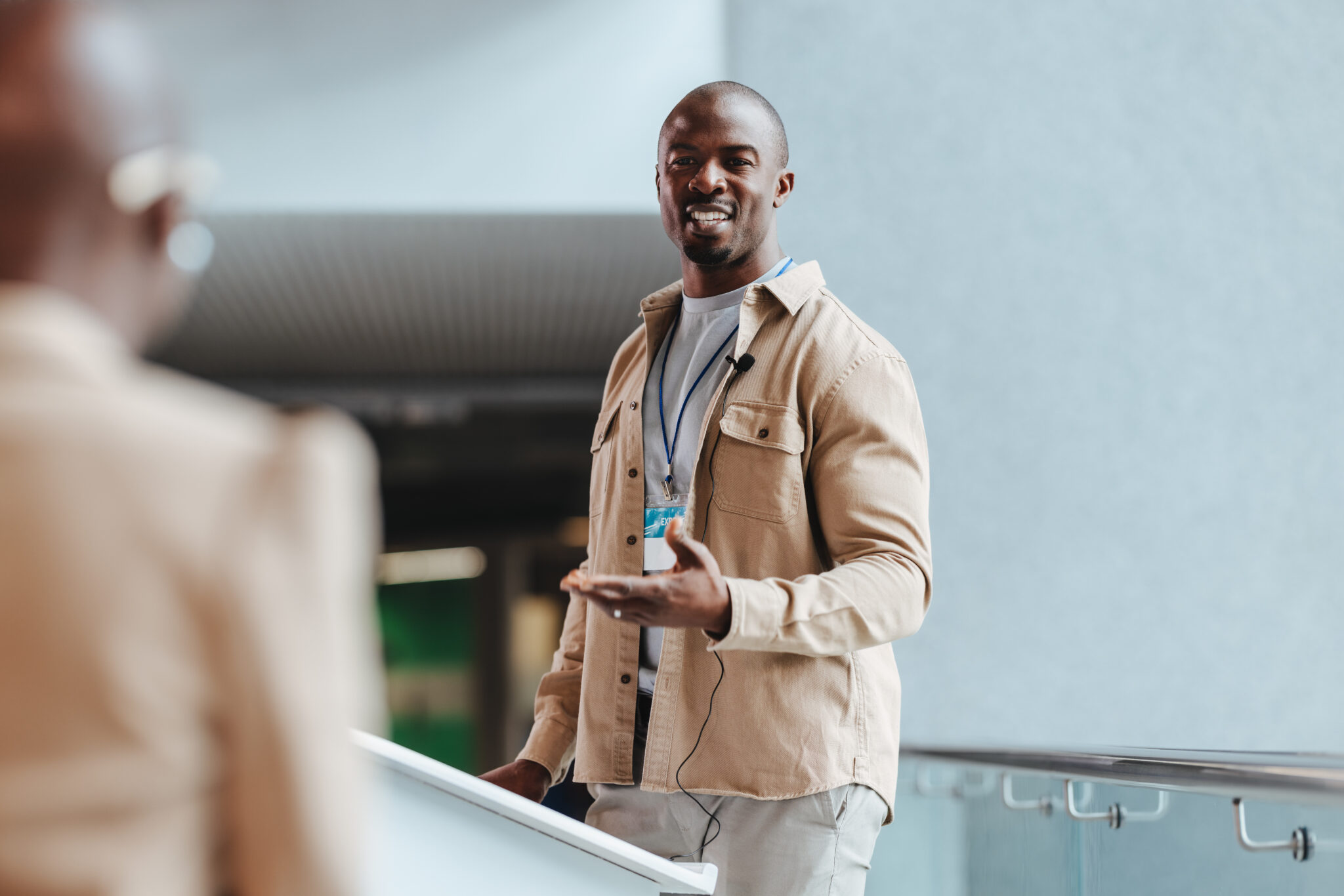 Confident man public speaking