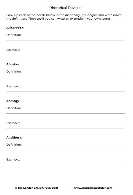 rhetorical devices in speeches worksheet